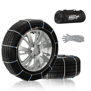 Snow Chains for Car Tires, Tire Chains for Passenger Cars, Sedan, SUVs, Quick Fit & Easy Installation, Portable Reusable Emergency Tire Traction Chain, Set of 2 (HP1042)