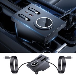 Car USB Hub Docking Station for Volvo XC60 XC90 S90 V90 S60 V60 Type-C Fast Charger Auto Interior Centre Console Accessories Cigarette Lighter Decoration Phone Wireless Charging Adapter photo 1