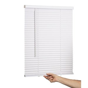 LOTUS & WINDOWARE Cordless Mini Blind, 1" Vinyl Slats, 64" Wide x 64" Long - White, Window Blinds for Home and Office, Interior Door Blinds - Light Filtering photo 1