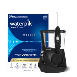 Waterpik Aquarius Water Flosser For Teeth Cleaning, Gums, Braces, Dental Care, Electric Power With 10 Settings, 7 Tips For Multiple Users And Needs, ADA Accepted, Black WP-662, Packaging May Vary photo 1