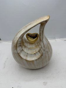 Teardrop Heart Urn for Human Ash| Cremation Urns Ashes |Urn for Human Ashes | Decorative Cremation Urn | Large | 2.5 Litre Capacity | White - Golden photo 6