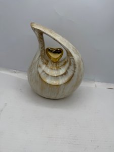 Teardrop Heart Urn for Human Ash| Cremation Urns Ashes |Urn for Human Ashes | Decorative Cremation Urn | Large | 2.5 Litre Capacity | White - Golden photo 7