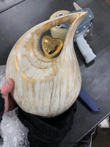 Teardrop Heart Urn for Human Ash| Cremation Urns Ashes |Urn for Human Ashes | Decorative Cremation Urn | Large | 2.5 Litre Capacity | White - Golden photo 3