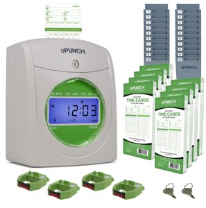 uPunch HN3540 Complete Small Business Start-Up Kit: AutoAlign Time Clock System with 400 Time Cards, 4 Ribbons, and 2 Racks photo 1