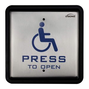 Visionis VIS-7039 Wired Handicap Stainless Steel Square Push to Exit Button Switch for Access Control with NC COM and NO Outputs with Back Box Included photo 1