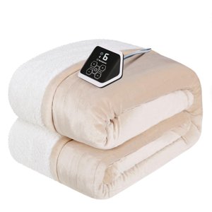 Westinghouse Heated Blanket Twin Size, Soft Flannel to Sherpa Electric Blanket with 10 Heating Levels, 1-12 Hours Auto Shut Off, Fast Heating, Machine Washable, 62x84 Inch, Beige photo 1