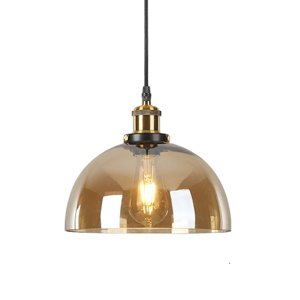 S-Cevada Farmhouse Pendant Lighting, Industrial Vintage Round Glass Dining Room Ceiling Hanging Lamp in Bronze Finish, Kitchen Island E26 1- Light Chandelier (Amber) photo 1