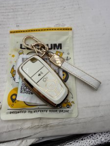 Key Fob Cover, Soft TPU Full Protection Key Fob Case Compatible with Ford F-150 2018-2024 Fusion Mustang Expedition Escape Edge Explorer Bronco Ranger Accessories (4 Buttons, White) photo 3