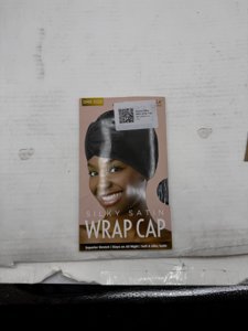 Donna Silky Satin Wrap Cap Black One Size Stretch Sleep Hair Bonnet Night Cap photo 3