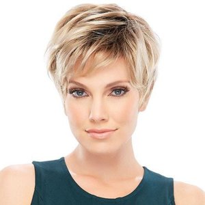 HAIRCUBE Ombre Blonde Pixie Cut Wigs Natural Short Blonde Wigs Dark Root Blonde Wigs for Women photo 1