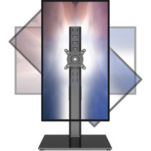 Single Monitor Stand Freestanding 27-43 Inch Monitor Arm Curved Screen Monitor Mount Tempered Glass Base Adjustable Motion Tilt -15° to 10° Swivel ±45° Rotation 360° Weight Capacity 77lbs HT05B-003 photo 1