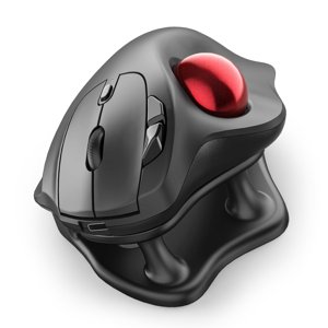 Nulea M511 Wireless Trackball Mouse, Rechargeable Ergonomic Thumb-Control Mouse with Tilt Stand, Smooth & Precision Tracking, 3 Device Connection (Bluetooth or USB Receiver), for PC/Mac/Laptop-Red photo 1