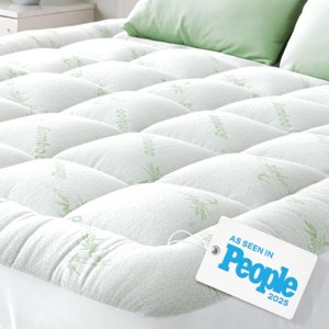 Ultra Soft Twin XL Size Mattress Topper - Viscose Made from Bamboo Pillow Top Mattress Pad for Back Pain Relief - Naturally Cooling for Hot Sleepers, Green photo 1