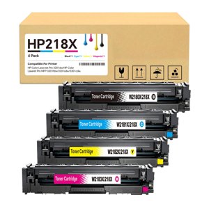 218X High Yield Toner Cartridge (No Chip) Replacement for HP 218X/218A to Compatible with HP Color Laser Jet Pro 3201dw MFP 3301cdw MFP 3301fdw MFP 3301sdw (4 BK/Y/C/M) W2180/2181/2182/2183X (No Chip) photo 1