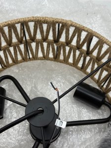 Hchunqjor 3-Light Coastal Woven Flush Mount Light Fixture Boho Rustic Hemp Rope Drum Semi Flush Mount Ceiling Light for Hallway Bedroom Kitchen Entryway Farmhouse Living Room, Black photo 13