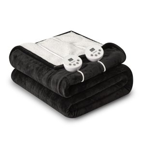 Cozorbt Heat Blanket 84”x90” Queen Size-Dual Control?Soft Flannel & Sherpa Reversible Electric Blanket with 10 Heat Settings,12 Timer Setting and 8 Hours Auto-Off,ETL Certified Machine Washable,Black photo 1