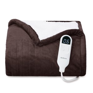 Bedsure Heated Blanket Throw Blanket - Fast Heating Electric Blanket, Soft Flannel Heated Throw with 4 Time Settings, 6 Heating Settings, Warm Gifts for Grandma Granpa (50x60 inches, Brown) photo 1