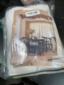 Beige White Linen Curtains Pinch Pleated 84 Inches Long for Living Room Bedroom Pleat with Rings Back Tab Semi Sheer Curtains 84 Inch Length 2 Panels Set Light Filtering Farmhouse Drapes photo 2