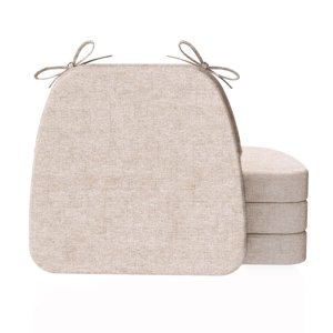 AAAAAcessories D-Shaped Chair Cushions, 2" Thick Dining Chair Pads with Ties and Removable, Machine-Washable Cover, 17" x 16", Oatmeal Beige 1pack photo 1