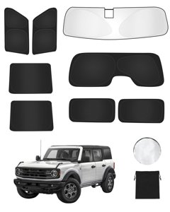 EVOOOR 8PCS Window Shade for Ford Bronco 2021-2024 2025 4 Door Accessories- Full Coverage Front Rear Side Triangular Windshield Sun Shade Cover Sun Visor Kit-UV Ray & Privacy Protection for Camping photo 1
