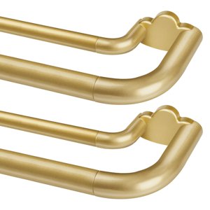 Double Curtain Rods 2 Pack 32 to 58 Inches, HOTOZON Blackout Double Curtain Rods for Windows 20 to 54 Inches (1.6-4.5 ft), 6/8 Inches Wrap Around Room Darkening Telescoping Drapery Rod, Gold photo 1