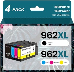 962XL Ink Cartridges Combo Pack Compatible for HP 962 Ink Work with HP OfficeJet Pro 9015 9020 9012 9010 9018 9025 9019 Printers(4 Pack) photo 1