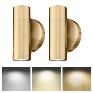 Cargifak 2-Light Wall Light, Brass Gold Wall Sconce, Indoor Up and Down Wall Lamp for Bedroom Bathroom Stair Entryway (2 Pack), WL4830-2W-BB-2PK photo 1