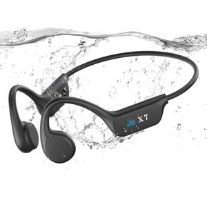 SAMVEK Swimming Headphones Bone Conduction Headphones, IP68 Waterproof Wireless Earphones Built-in MP3 Player 32G Memory,Underwater Swimming Headphone, Bluetooth 5.4 Open Earphone for Running-Black photo 1