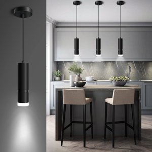 OKELI Pendant Lights Kitchen Island, Modern Unique Adjustable Focus Pendant Lighting for Kitchen Island Dining Room, Bedroom,Bar, Black LED Mini Spot Pendant Lights with 20W,4000K, ETL5026458(1Pack) photo 1