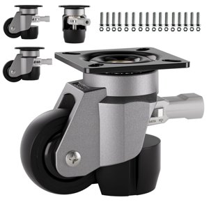 TESUMI Heavy Duty Leveling Casters Set of 4, 3300LBS Load Capacity Adjustable Leveling Feet, Retractable Swivel Industrial Plate Casters for Workbench, Machine, Equipment & Furniture, 2.5 Inch, T80? photo 1
