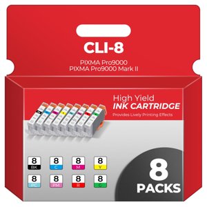 CLI-8 Ink Cartridges PIXMA Pro9000 PIXMA Pro9000 Mark II Compatible with Canon CLI8 Ink Cartridges Combo Pack Compatible for CLI8 PIXMA Pro9000 PIXMA Pro9000 Mark II Pro9000 Pro 9000 Printers (8-Pack) photo 1