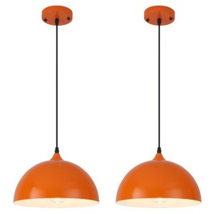 SESIMENT Orange Kitchen Pendant Lights,11.8inches 2 Packs Pendant Light, Farmhouse Pendant Light, Pendant Lights Kitchen Island for Living Room, Bedroom, Dinning Room photo 1