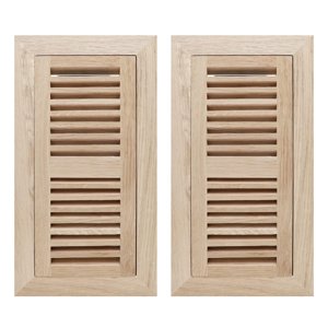 Oak Floor Register for 4x10 Inch Duct Holes - Flush Mount Floor Vent with Metal Damper - White Wooden Vent Covers for Home Floor - 0.8 Inch Thickness - Unfinished - 2PCS photo 1