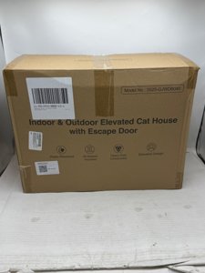 Heated Cat House for Outside,Extremely Weatherproof&Insulated in Winter,Elevated Outdoor Cat Shelter with Waterproof Eaves&Escape Door for Feral Stray Barn Cats(Leaves,L) photo 4