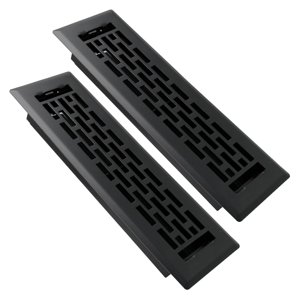 SANYCASA 2 Pack Floor Register 2x10 Inches Heavy Duty Walkable Steel Floor Vents Ease Adjust Air Flow Direction Floor Registers - Boston Design - Matte Black Air Floor Vent Covers for Home photo 1