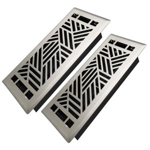 Howeall 4x10 Inches 1 Pack Heavy Duty Walkable Floor Register Easy Adjust Air Supply Lever Floor Vents - Brooklyn Design - Vent Cover for Home Floor - Satin Nickel photo 1