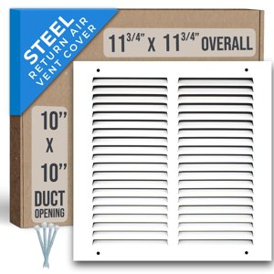 Fits 10x10 Duct Opening | Steel Return Air Grille by Handua | Vent Cover Grill for Sidewall and Ceiling | White | HVAC Cold Air Intake Grille | Outer Dimensions: 11.75"W X 11.75" photo 1