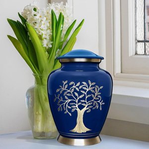 Trupoint Memorials Cremation Urns for Human Ashes, Tree of Life Decorative Burial Urn for Adult Men and Women, Large Blue photo 8