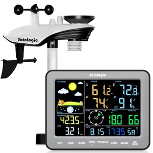 Sainlogic SA68 Weather Station with Weather Station Wireless Indoor Outdoor and Rain Gauge for Temperture, Humidity, Forecast, Pressure, Moon Phase, Alarm Clock, Gray (No WiFi) photo 1