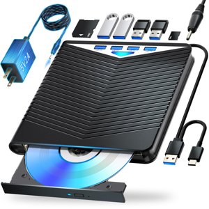 Dainty 7-in-1External Blu ray Drive Read/Write with Bluray Burner USB 3.0 and Type-C Compatible with/Windows7-11 Mac OS Support for BD/DVD/CD Drive, Windows 7-11 & Mac, PC-Compatible, M-DISC(Black) photo 1