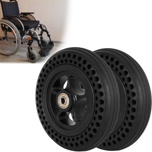 6 Inch Wheelchair Wheel Replacement Honeycomb Rubber Anti-Slip Tire, 6"x 1.4" Solid Tire Wheel Assembly Suitable for Manual/Electric Wheelchair (One Pair) photo 1