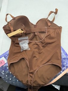 SHAPELLX Tummy Control Shapewear for Women Strapless Bodysuit Thong Fajas Body Shaper Snatched Waist Shapewear Brown L photo 5