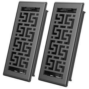 Floor Register 4X10 Inch Floor Vent Covers Heavy Duty Steel Floor Vents Adjustable Vent Register with Rust Resistant Coated Surface for Home Office Walls Floor Grills and Vents 2 Pack Black photo 1