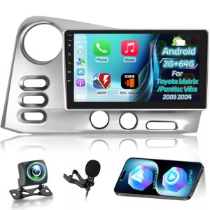 [2+64G] NHOPEEW Car Stereo for Toyota Matrix/Pontiac Vibe 2003 2004 - Wireless Carplay and Android Auto - 9 Inch Touchscreen Android Car Radio - DSP/WiFi/GPS/SWC/Bluetooth + AHD Backup Camera photo 1