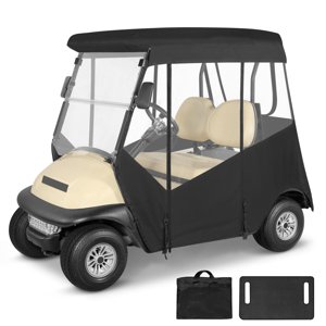 SANXIACAR Golf Cart Enclosure 2 Passenger for Club Car Precedent 2 Seater Open Front Windshield 3-Sided Clear Windows Waterproof Transparent Driving Rain Covers Roll-up Door Black (with Seat Blanket) photo 1