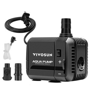 VIVOSUN 130GPH Submersible Pump(500L/H, 6W), Ultra Quiet Water Pump with 2.6ft High Lift, Fountain Water Pump with 5ft Power Cord, 2 Nozzles for Fish Tank, Pond, Aquarium, Statuary, Hydroponics photo 1