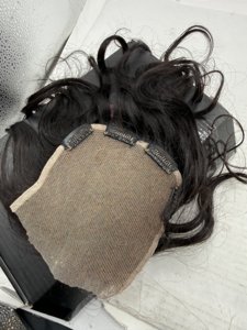 Men's Toupee Human Hair Piece 10x8 Spanish Curly Wave Replacement System Jet Black - Spanish curly wave hair replacemnt system in 10x8" base size 6" length Vloop 0.04mm PU Thin skin hair prosthesis units patch for man #1 Jet black color photo 5