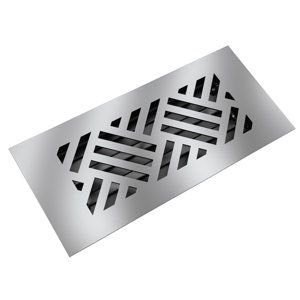 "Reggio Register 4x10 Floor Vent Cover, Low-Profile Steel Register, Silver Diagonal Pattern, Rust-Resistant Louver, Made in USA" photo 1