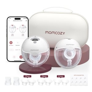Momcozy M5 Smart APP Controlled Wearable Breast Pump, Hands-Free Wireless Electric Pump, 3 Modes 9 Suction Levels, BPA-Free, Portable Lightweight, 24mm Flange, 2-Pack Quill Gray photo 1