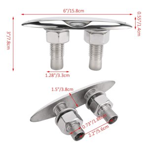 Stainless Steel 316 Pull Up Retractable Flush Dock Cleat 6.5" Boat Marine Mooring  - Amarine Made 2 Pack Stainless Steel 316 Pull Up Cleat - 6-1/2" -M0098S (2) photo 1